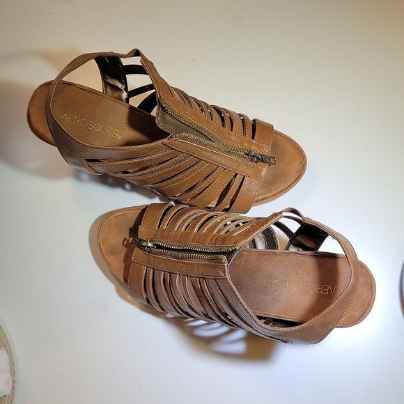 AEROSOLES WEDGE STYLE OPEN TOE ANKLE STRAP SANDAL - Picture 10 of 16